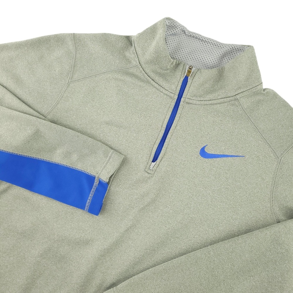Nike Sweatshirt Mens M Gray Therma-FIT 1/4 Zip Fleece Pullover Running Top